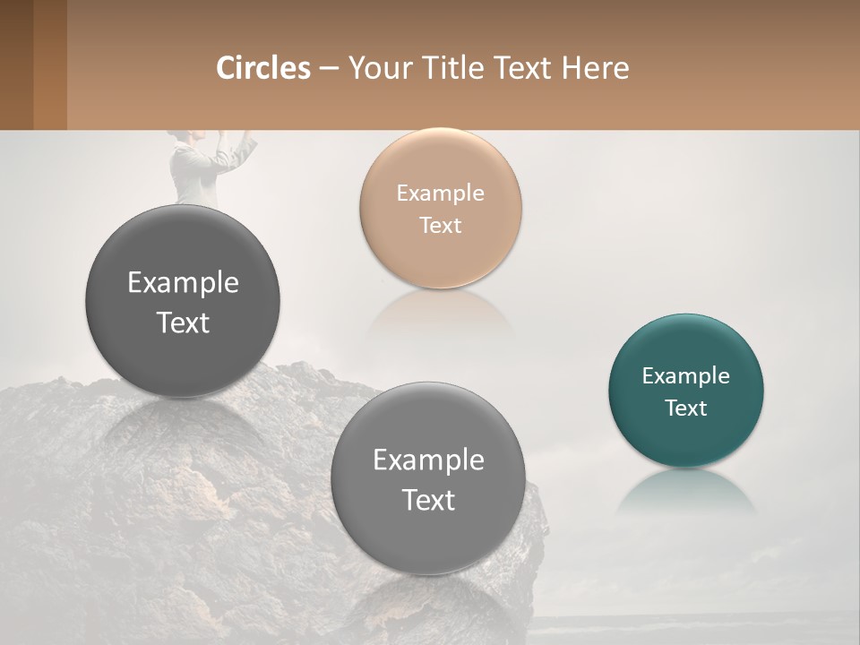 A Woman Standing On Top Of A Rock With A Telescope PowerPoint Template