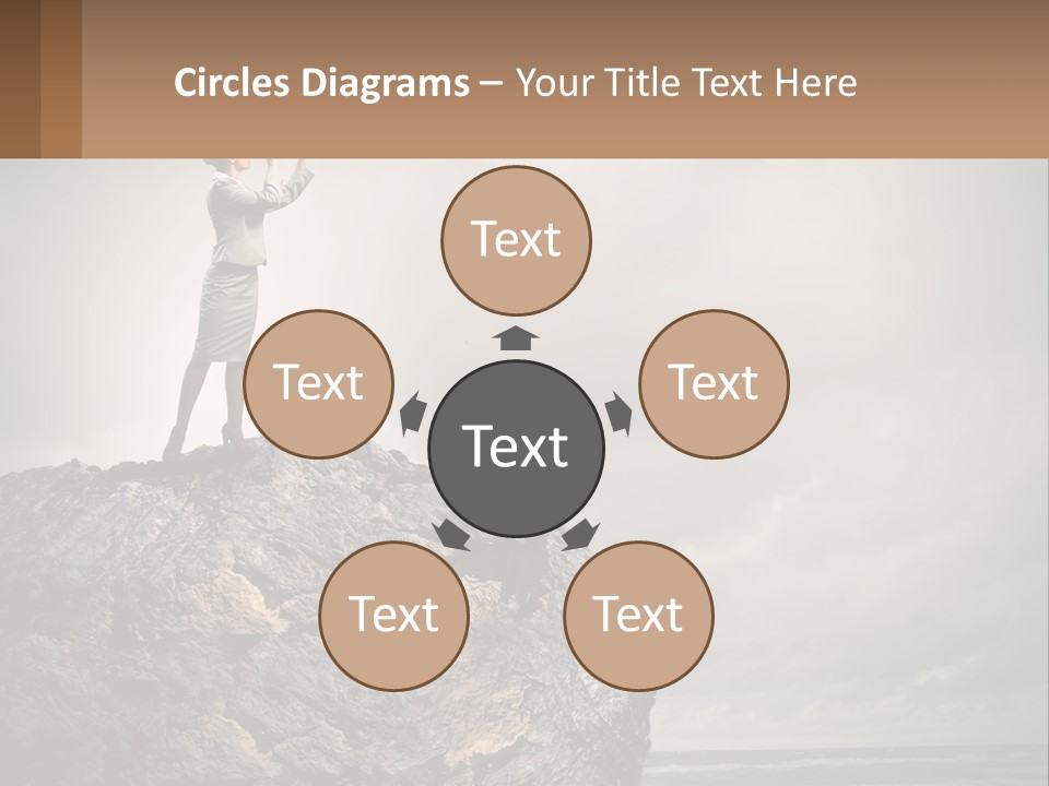 A Woman Standing On Top Of A Rock With A Telescope PowerPoint Template