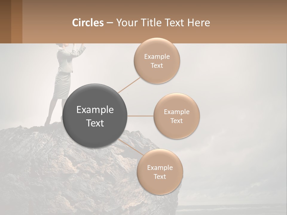 A Woman Standing On Top Of A Rock With A Telescope PowerPoint Template