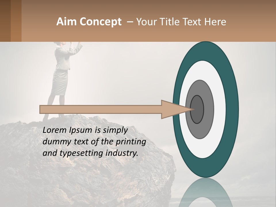 A Woman Standing On Top Of A Rock With A Telescope PowerPoint Template