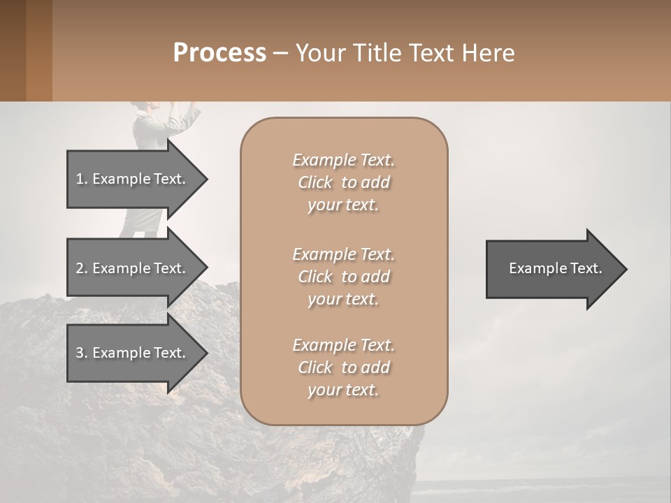 A Woman Standing On Top Of A Rock With A Telescope PowerPoint Template