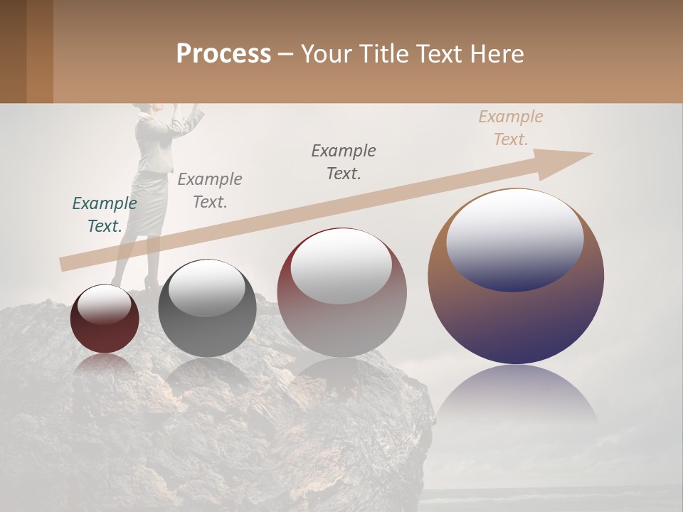 A Woman Standing On Top Of A Rock With A Telescope PowerPoint Template