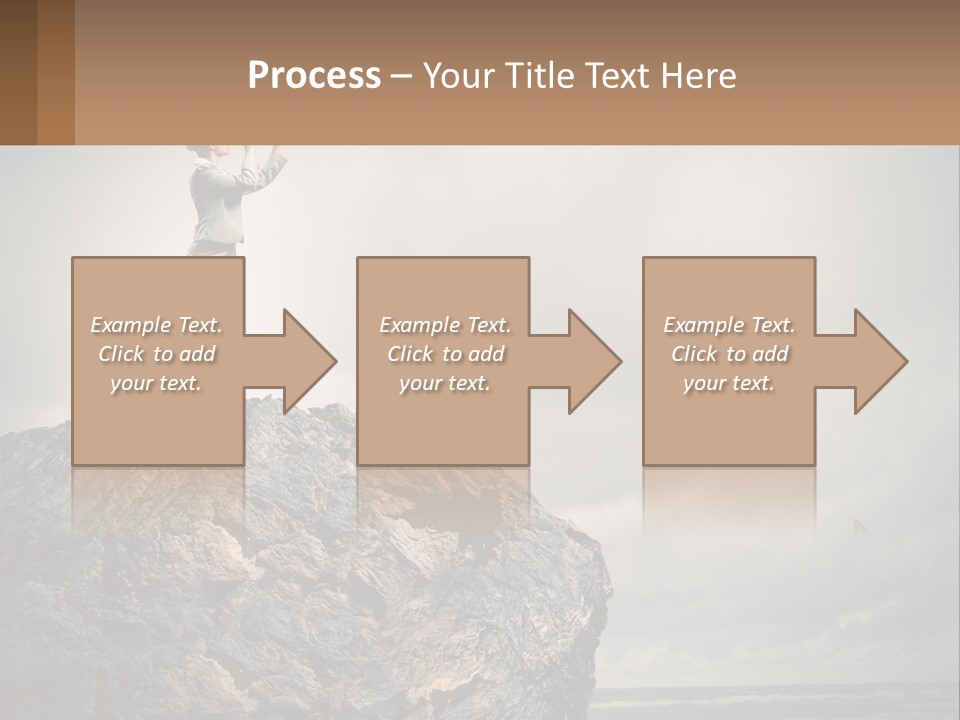 A Woman Standing On Top Of A Rock With A Telescope PowerPoint Template