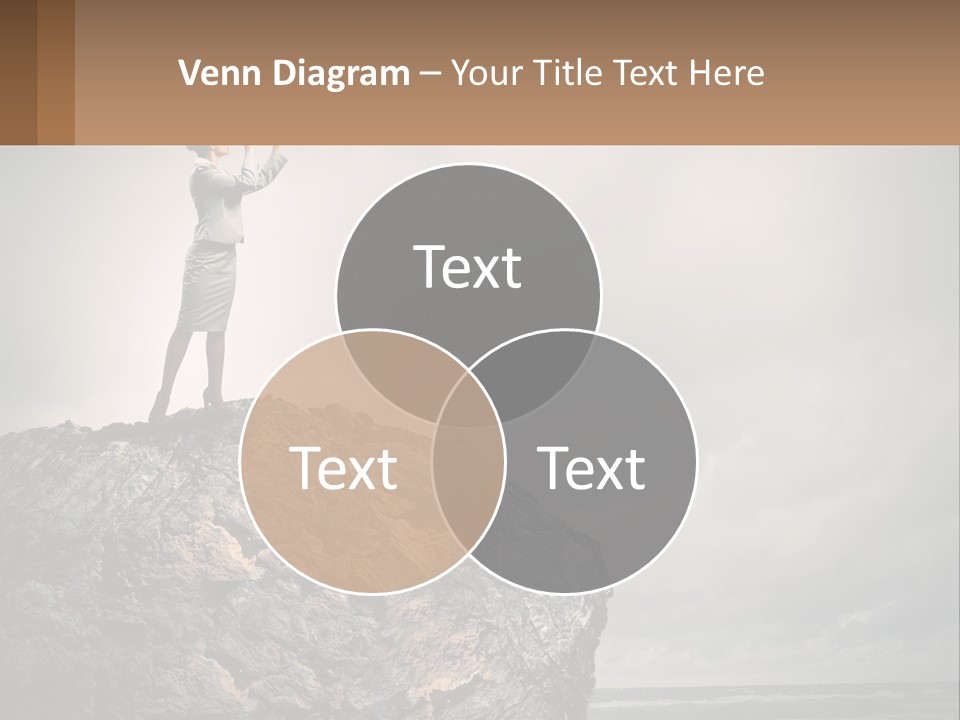 A Woman Standing On Top Of A Rock With A Telescope PowerPoint Template