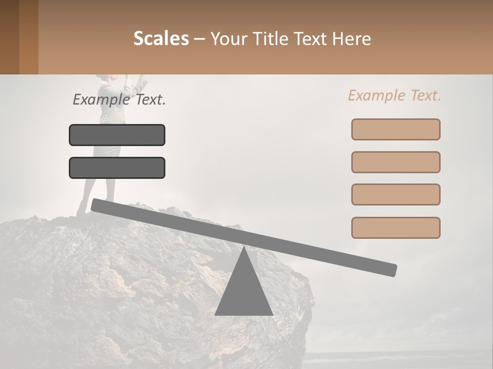 A Woman Standing On Top Of A Rock With A Telescope PowerPoint Template