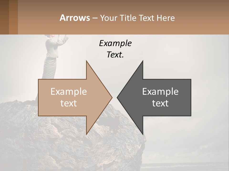 A Woman Standing On Top Of A Rock With A Telescope PowerPoint Template