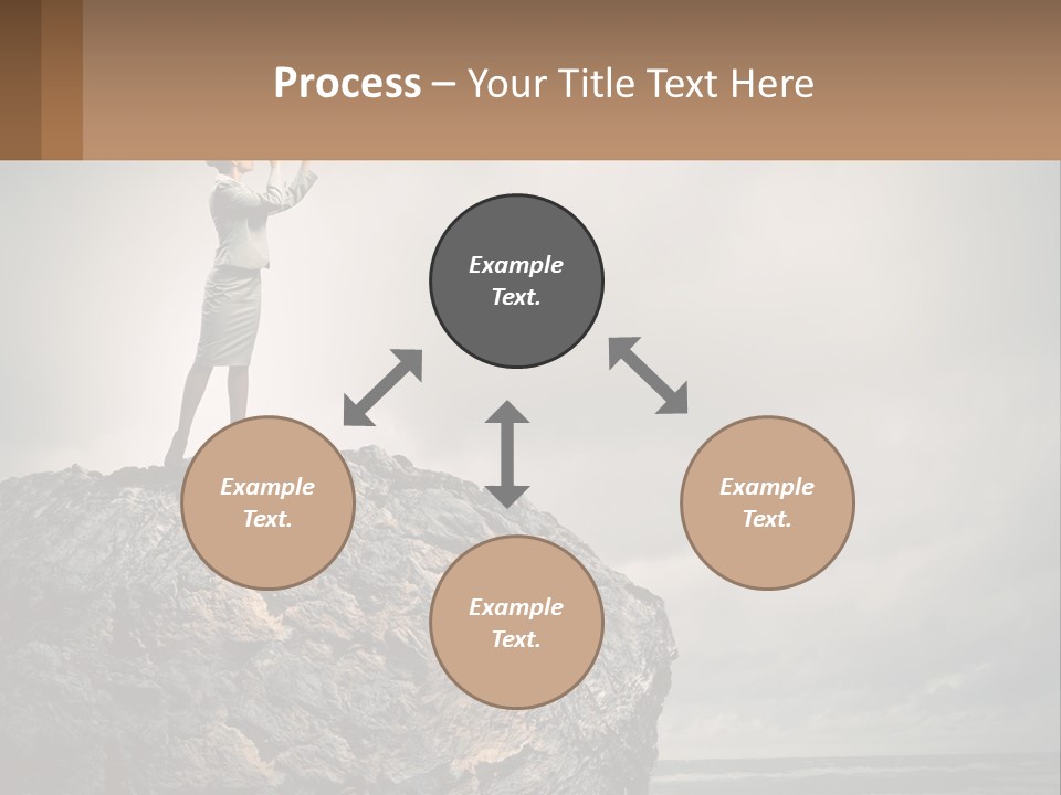 A Woman Standing On Top Of A Rock With A Telescope PowerPoint Template