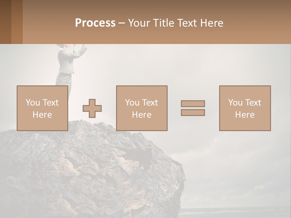 A Woman Standing On Top Of A Rock With A Telescope PowerPoint Template