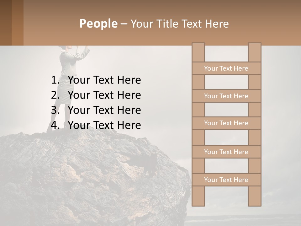 A Woman Standing On Top Of A Rock With A Telescope PowerPoint Template