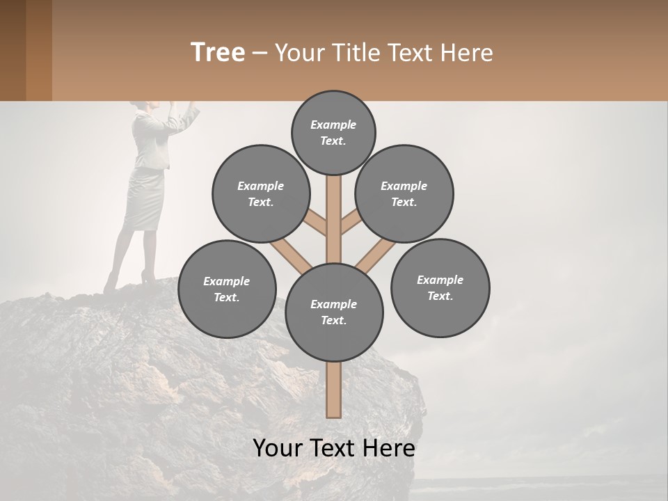 A Woman Standing On Top Of A Rock With A Telescope PowerPoint Template