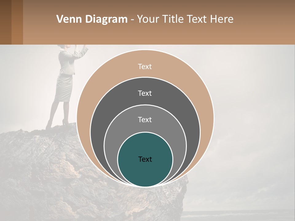 A Woman Standing On Top Of A Rock With A Telescope PowerPoint Template