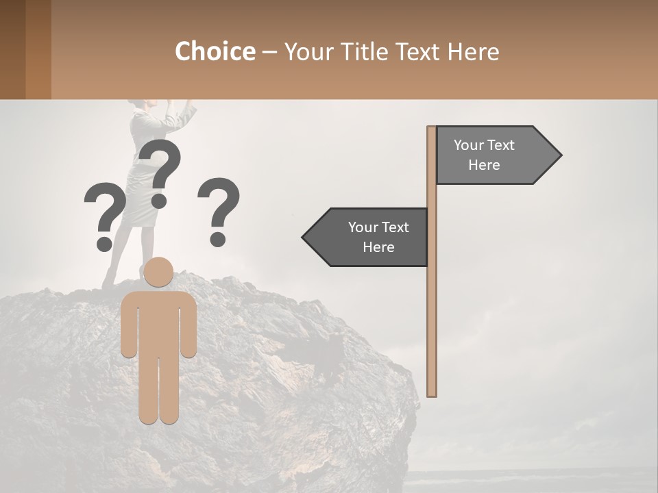 A Woman Standing On Top Of A Rock With A Telescope PowerPoint Template