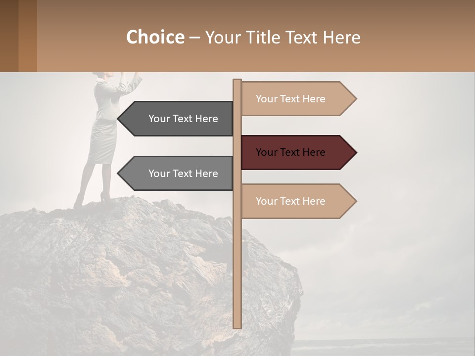 A Woman Standing On Top Of A Rock With A Telescope PowerPoint Template