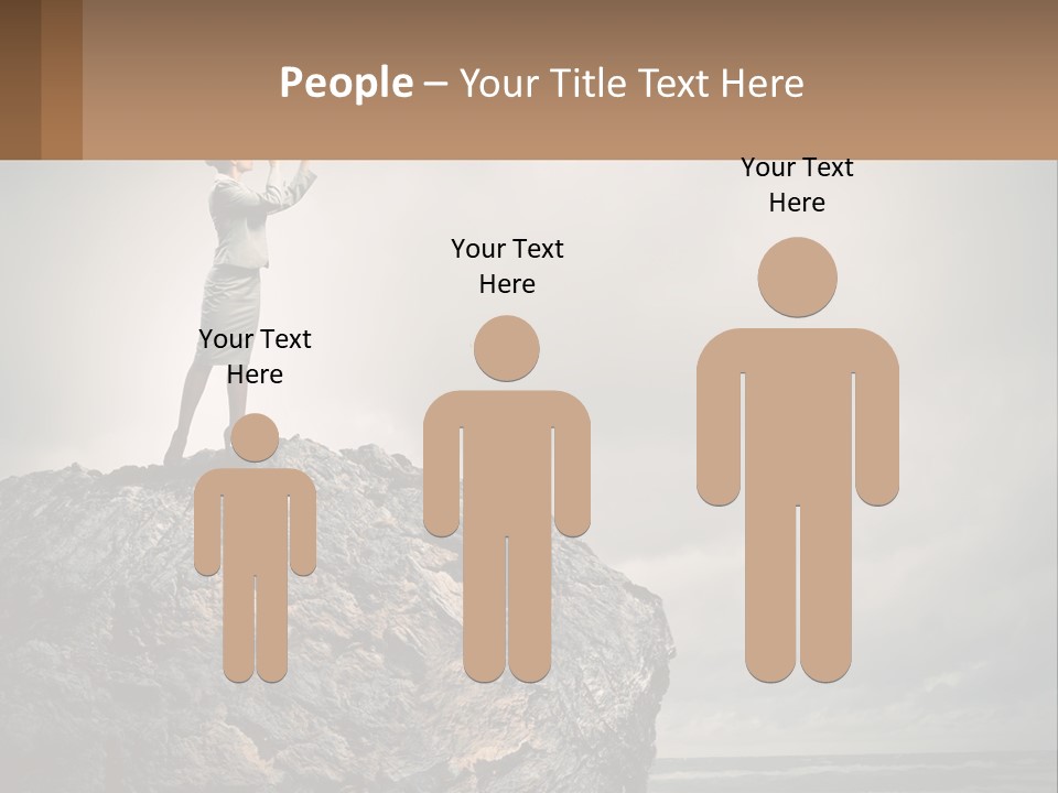 A Woman Standing On Top Of A Rock With A Telescope PowerPoint Template