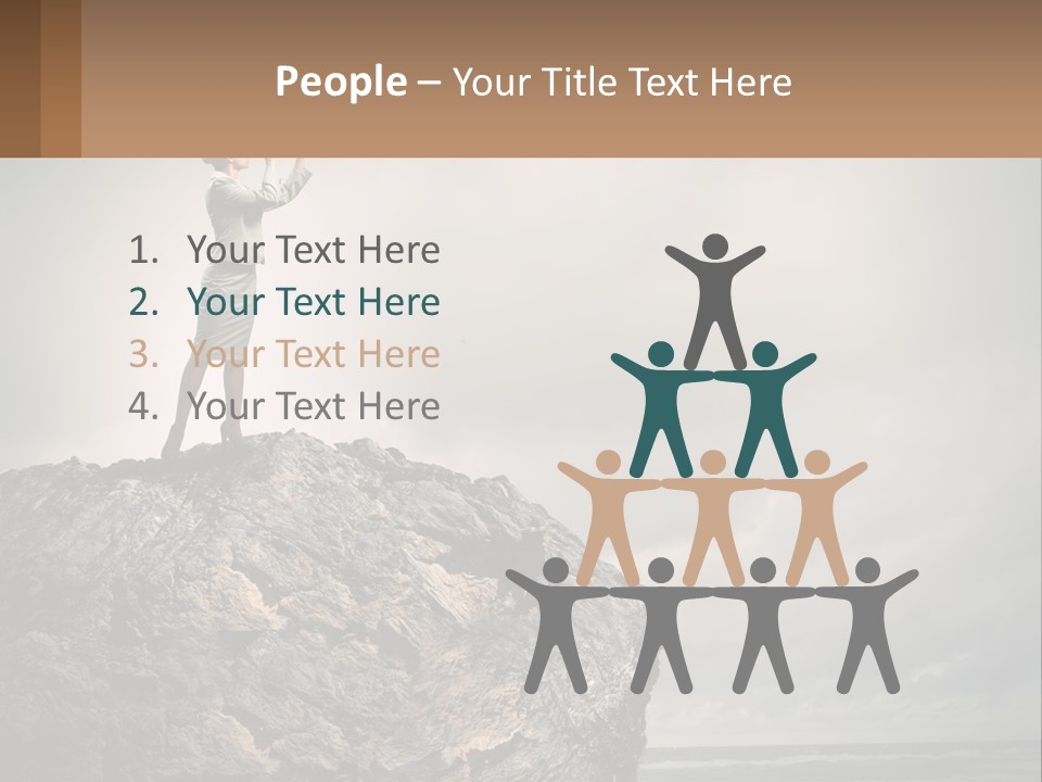 A Woman Standing On Top Of A Rock With A Telescope PowerPoint Template