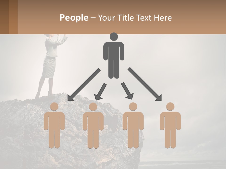 A Woman Standing On Top Of A Rock With A Telescope PowerPoint Template