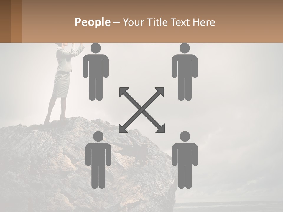 A Woman Standing On Top Of A Rock With A Telescope PowerPoint Template