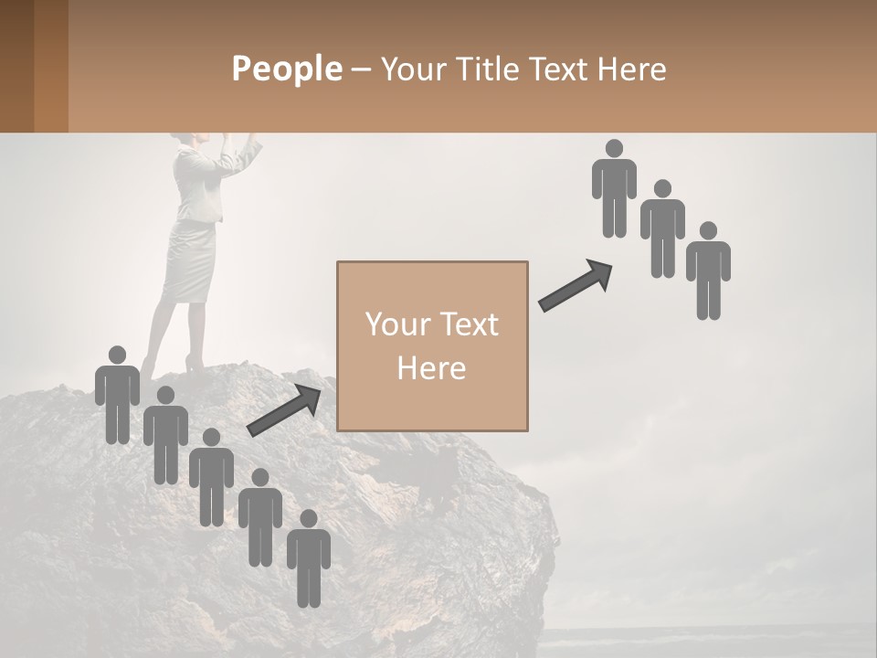A Woman Standing On Top Of A Rock With A Telescope PowerPoint Template