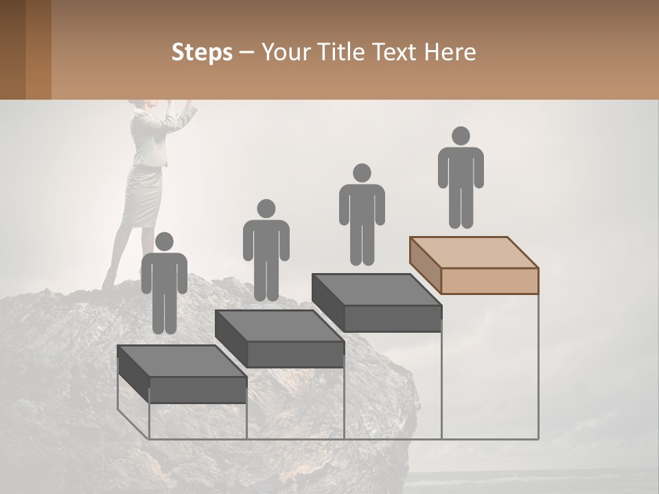 A Woman Standing On Top Of A Rock With A Telescope PowerPoint Template