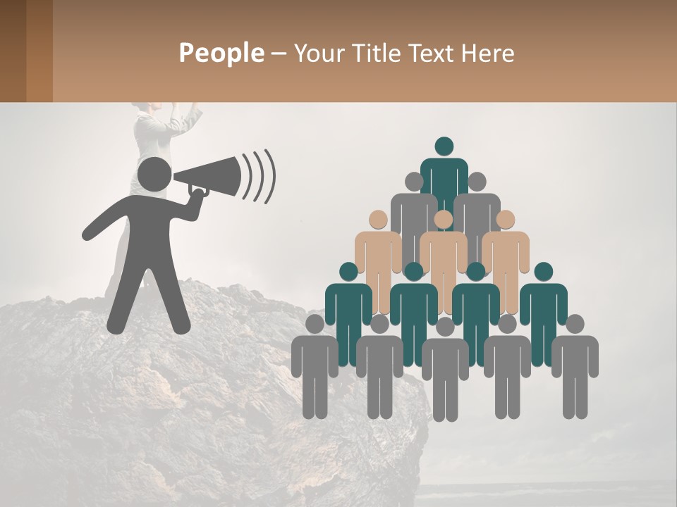 A Woman Standing On Top Of A Rock With A Telescope PowerPoint Template