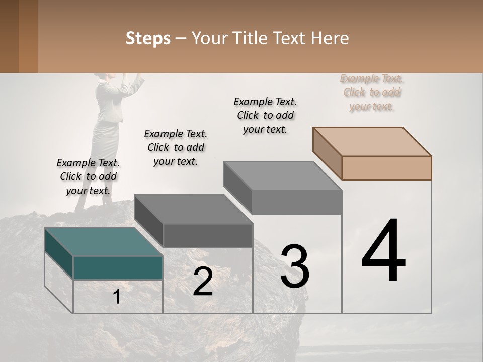 A Woman Standing On Top Of A Rock With A Telescope PowerPoint Template