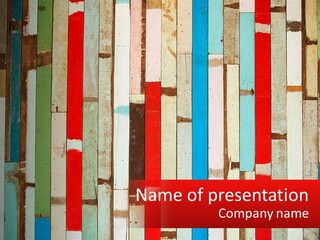 A Wooden Wall With A Red Sign That Says Name Of Presentation Company Name PowerPoint Template