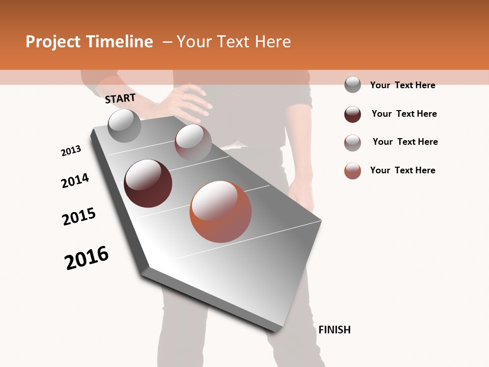 A Woman Standing In Front Of A Brown And White Background PowerPoint Template