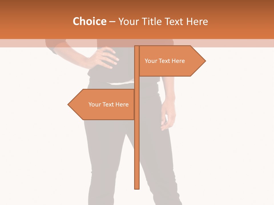 A Woman Standing In Front Of A Brown And White Background PowerPoint Template