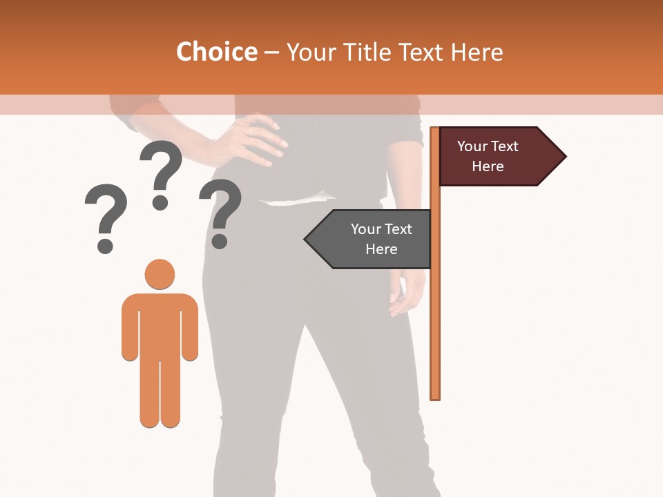 A Woman Standing In Front Of A Brown And White Background PowerPoint Template