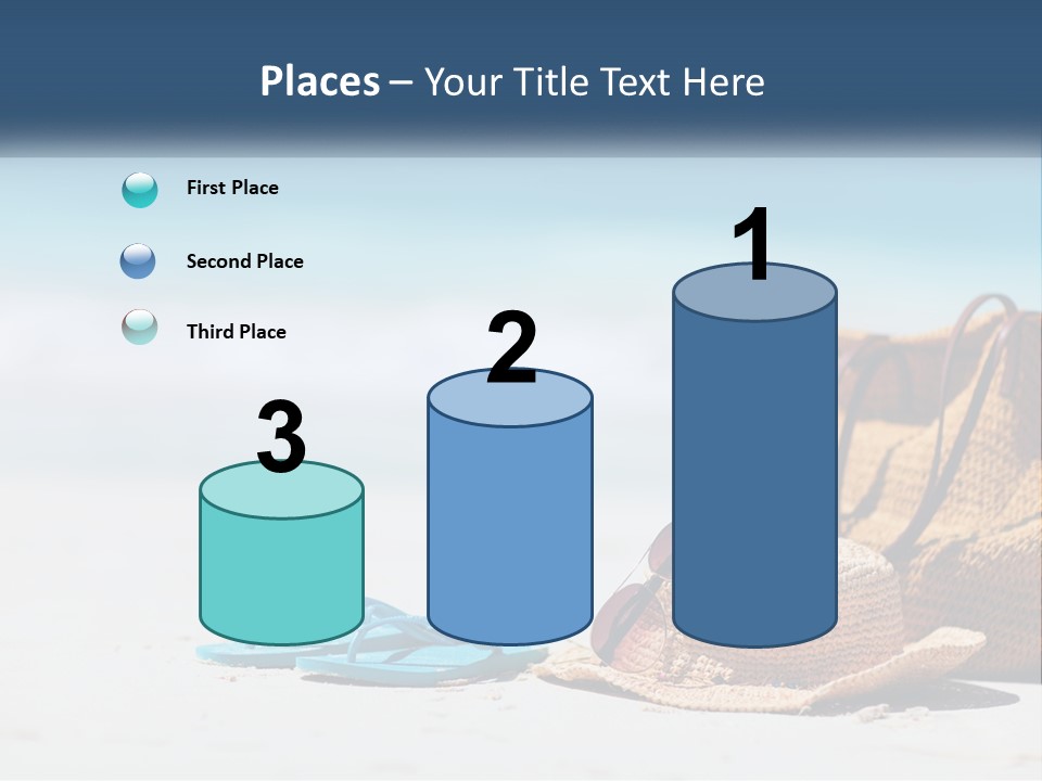 A Hat, Sunglasses And A Straw Hat On A Beach PowerPoint Template