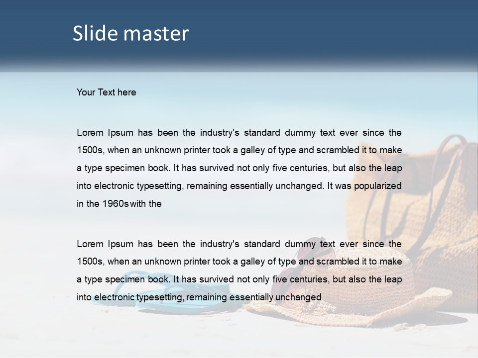 A Hat, Sunglasses And A Straw Hat On A Beach PowerPoint Template