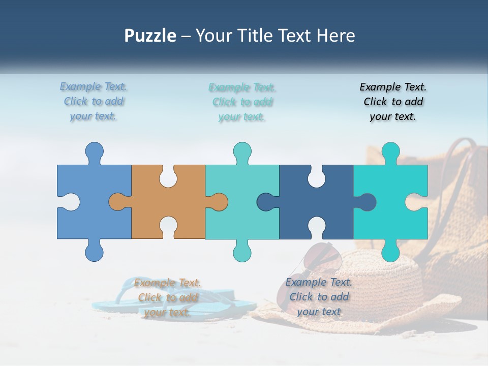 A Hat, Sunglasses And A Straw Hat On A Beach PowerPoint Template