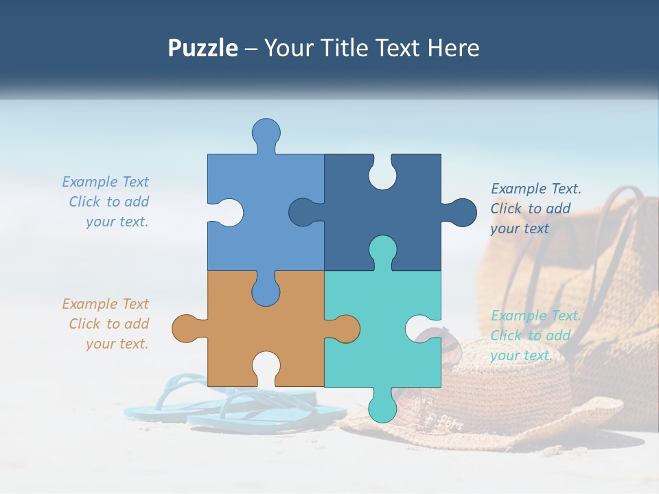 A Hat, Sunglasses And A Straw Hat On A Beach PowerPoint Template