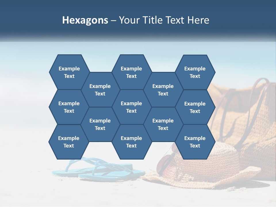 A Hat, Sunglasses And A Straw Hat On A Beach PowerPoint Template