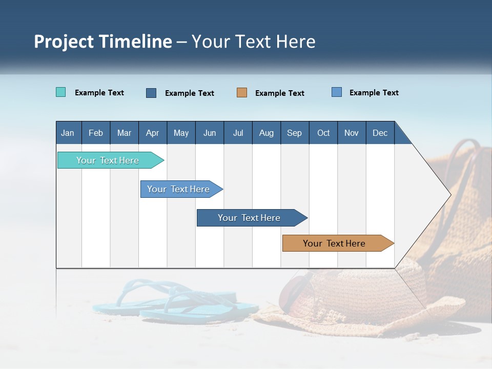 A Hat, Sunglasses And A Straw Hat On A Beach PowerPoint Template