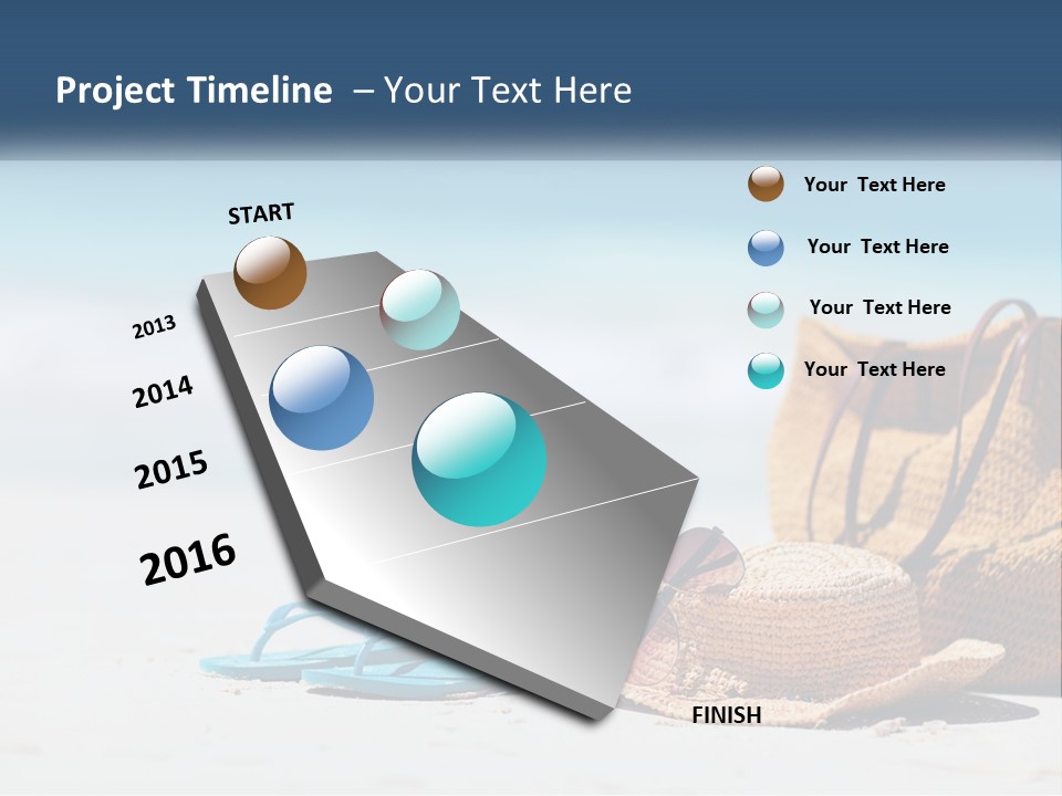 A Hat, Sunglasses And A Straw Hat On A Beach PowerPoint Template