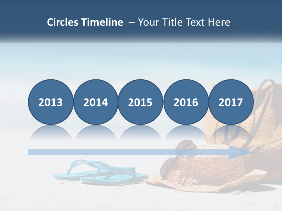 A Hat, Sunglasses And A Straw Hat On A Beach PowerPoint Template