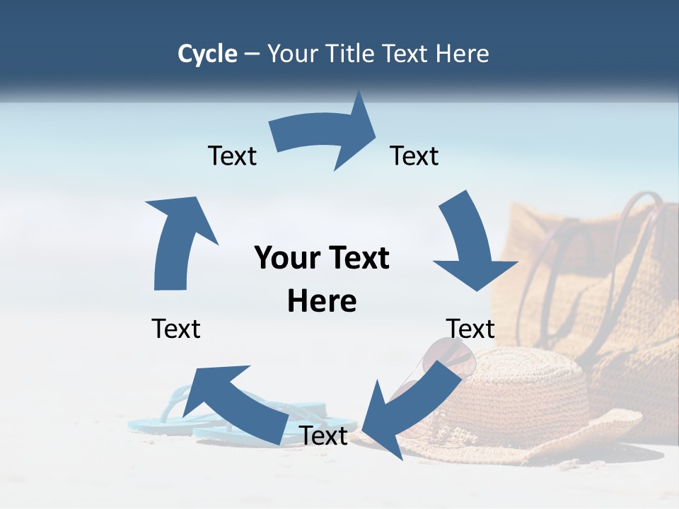 A Hat, Sunglasses And A Straw Hat On A Beach PowerPoint Template