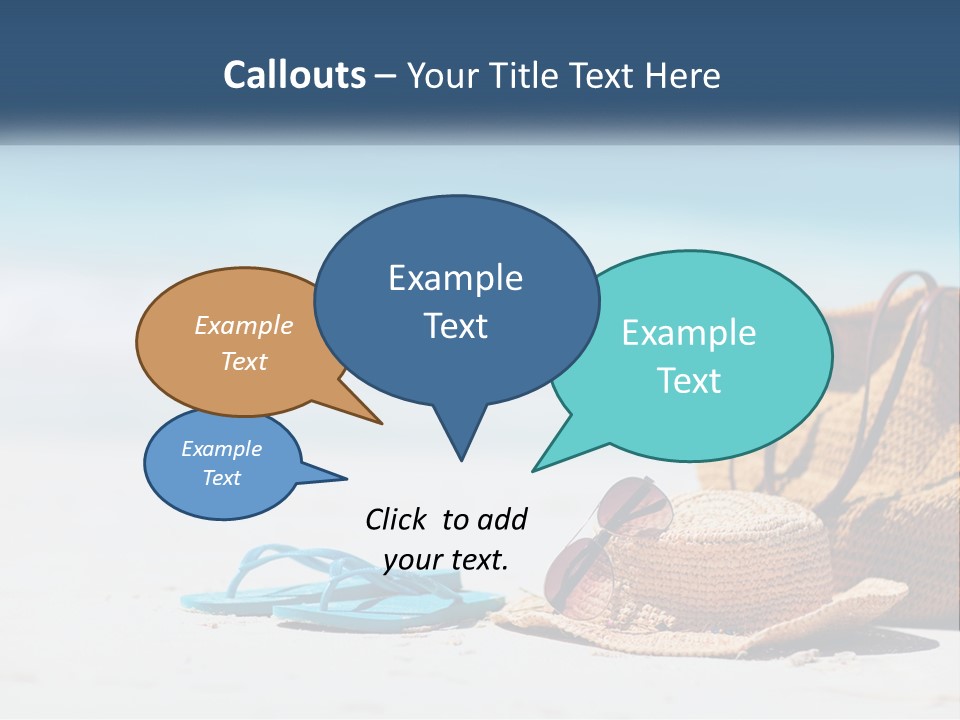 A Hat, Sunglasses And A Straw Hat On A Beach PowerPoint Template