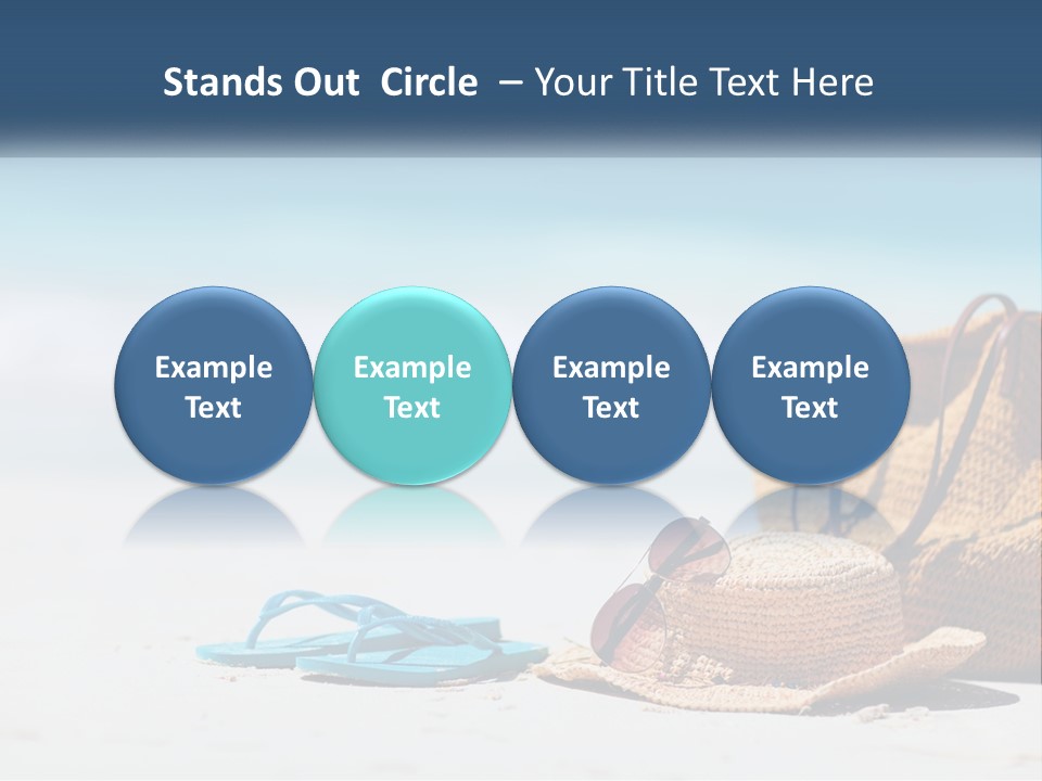 A Hat, Sunglasses And A Straw Hat On A Beach PowerPoint Template