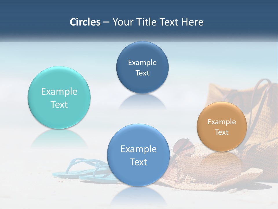 A Hat, Sunglasses And A Straw Hat On A Beach PowerPoint Template