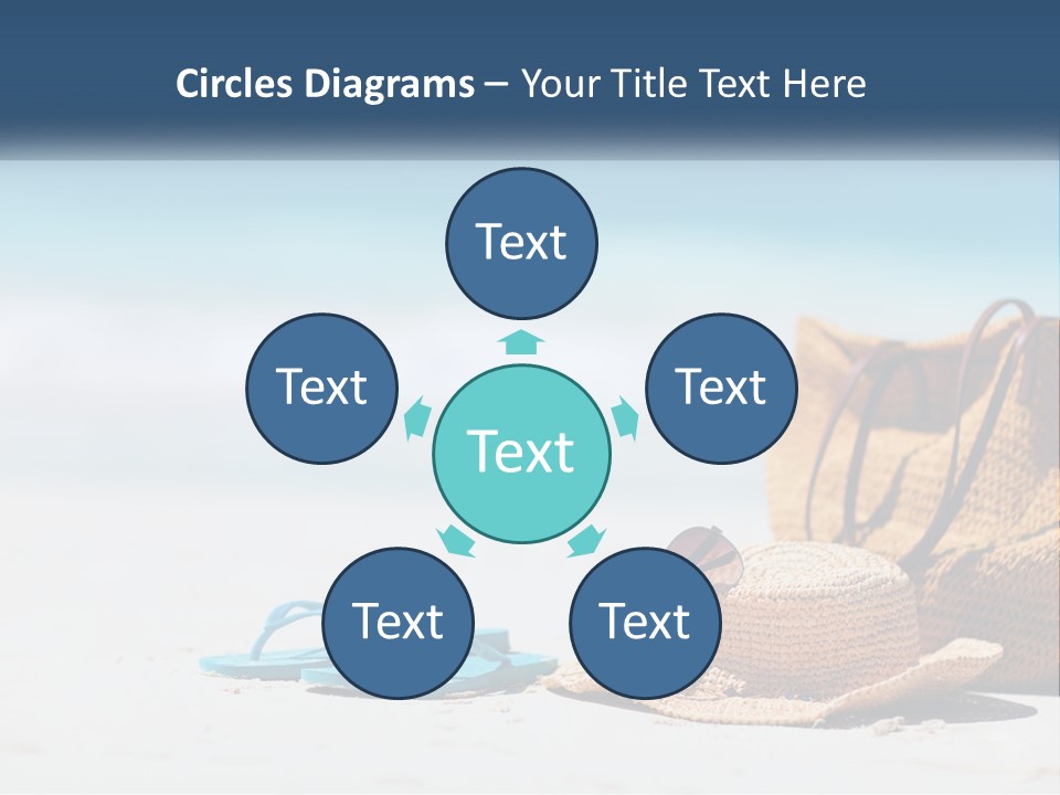 A Hat, Sunglasses And A Straw Hat On A Beach PowerPoint Template