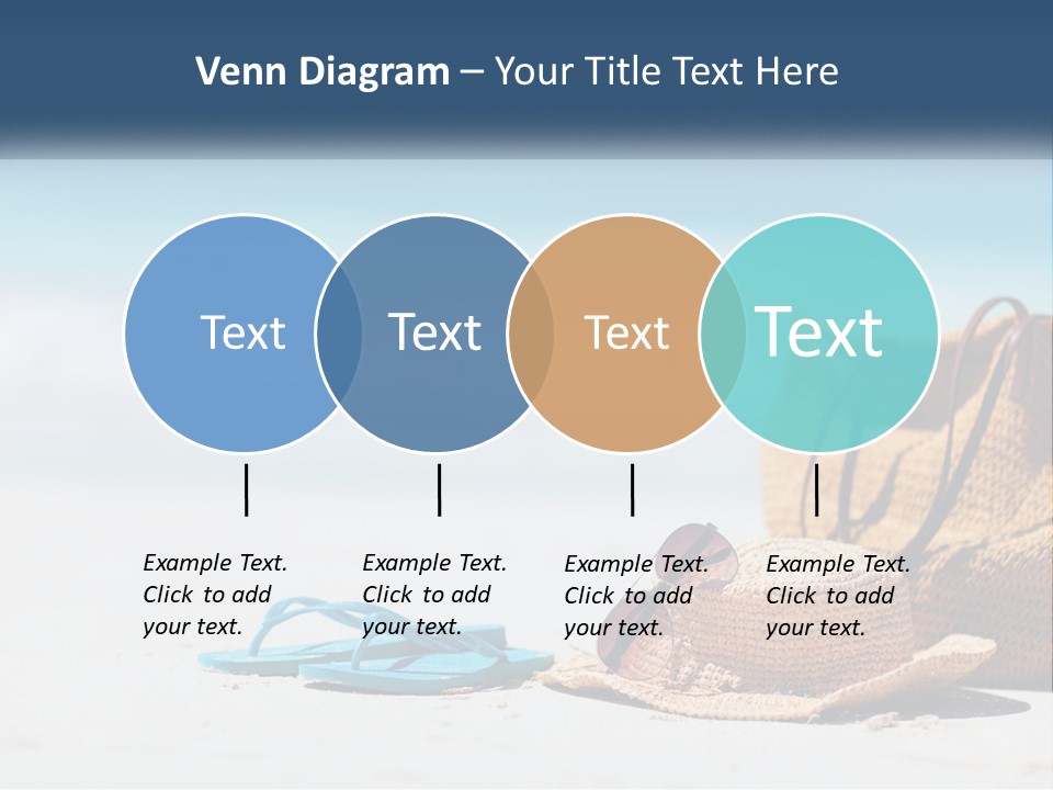 A Hat, Sunglasses And A Straw Hat On A Beach PowerPoint Template