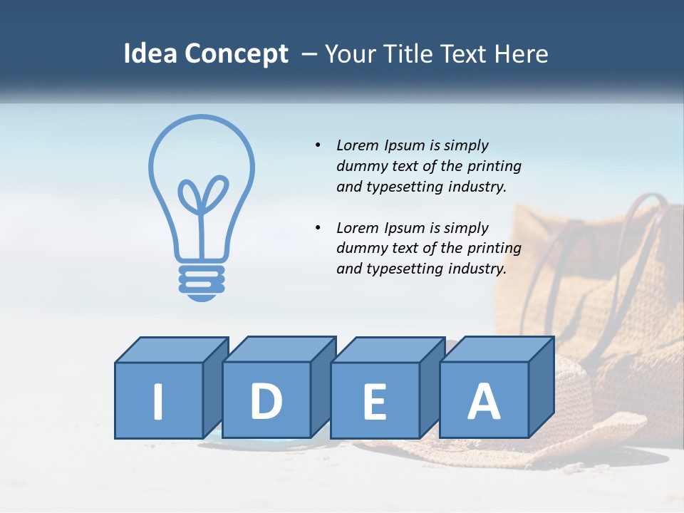A Hat, Sunglasses And A Straw Hat On A Beach PowerPoint Template