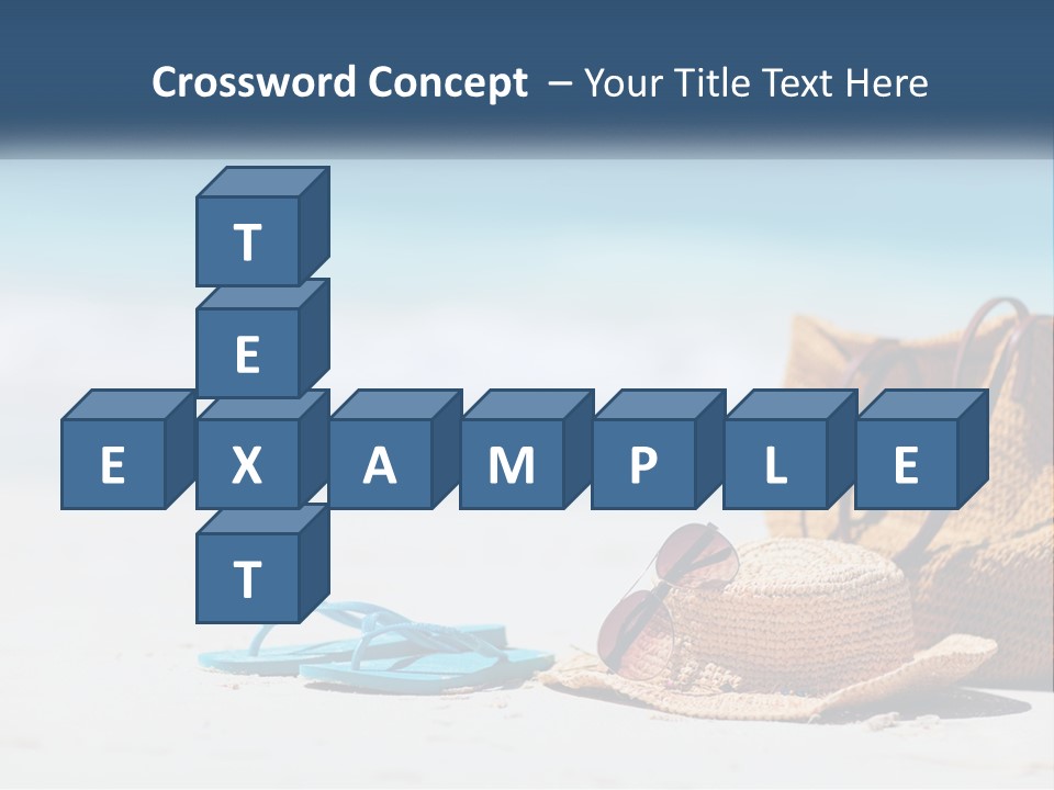 A Hat, Sunglasses And A Straw Hat On A Beach PowerPoint Template