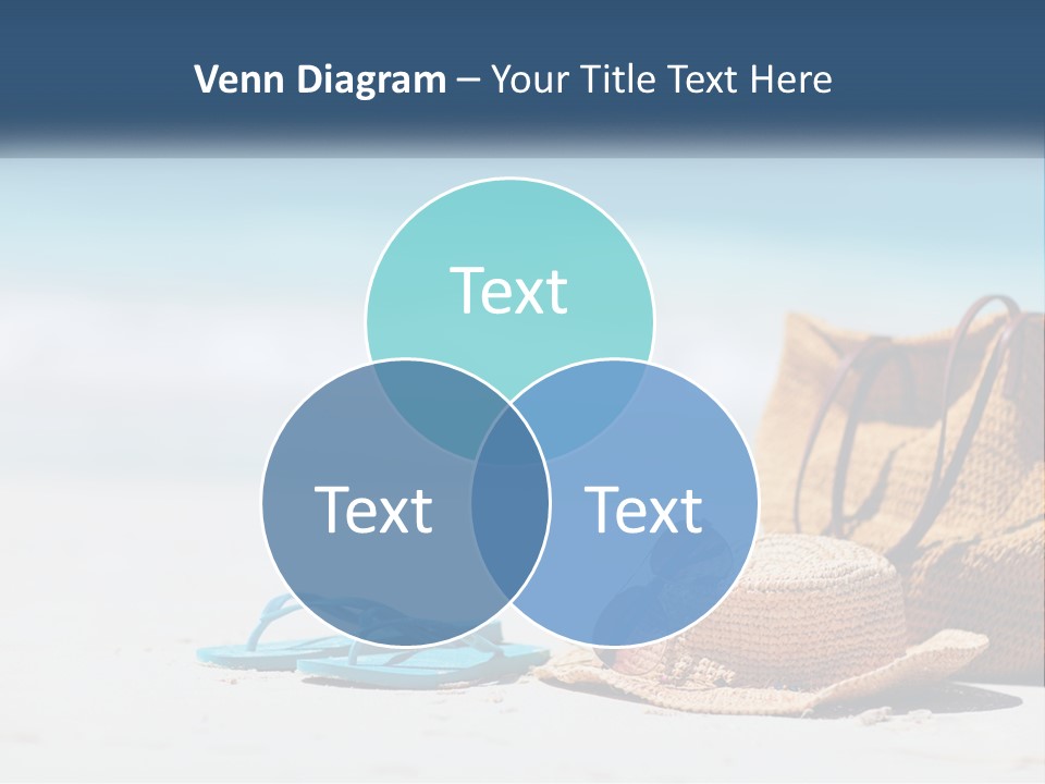 A Hat, Sunglasses And A Straw Hat On A Beach PowerPoint Template
