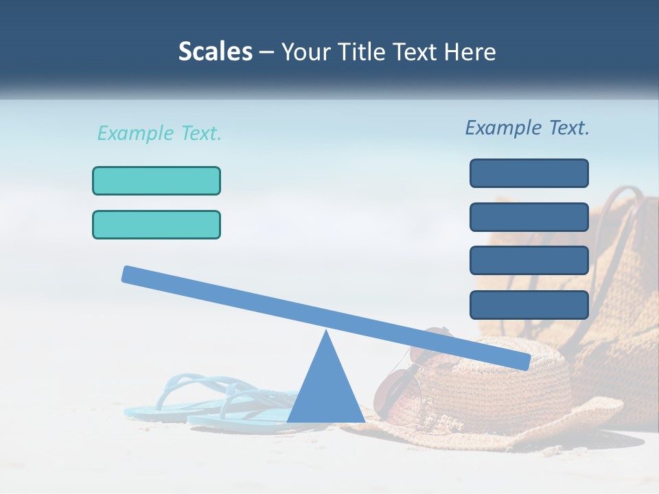 A Hat, Sunglasses And A Straw Hat On A Beach PowerPoint Template