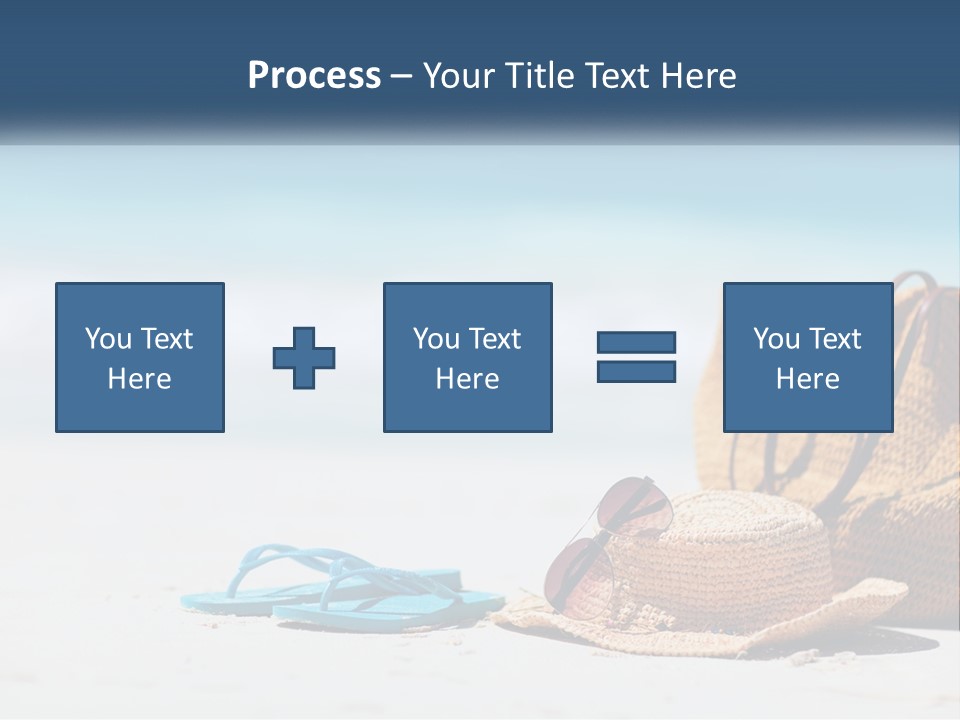 A Hat, Sunglasses And A Straw Hat On A Beach PowerPoint Template