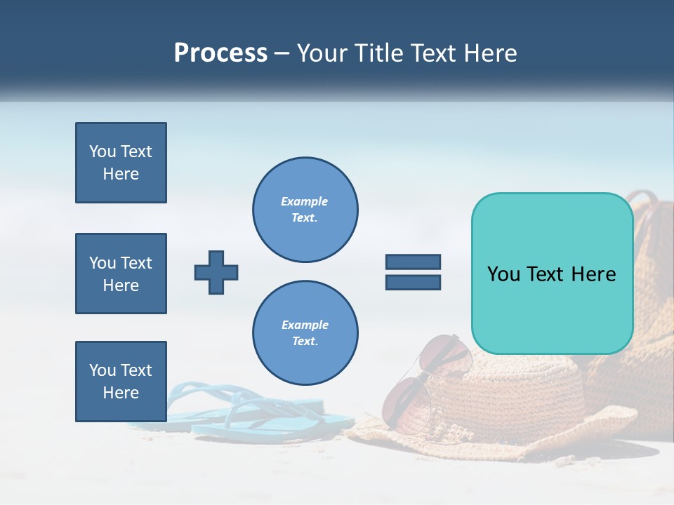 A Hat, Sunglasses And A Straw Hat On A Beach PowerPoint Template