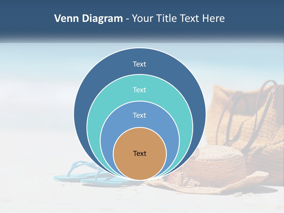 A Hat, Sunglasses And A Straw Hat On A Beach PowerPoint Template